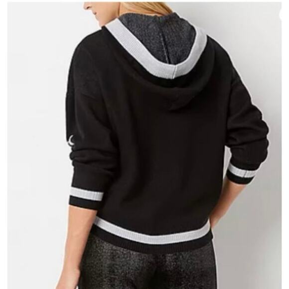 Juicy Couture Spell Out Hooded Sweater Women’s Sz L Black Gray Trim Street Wear - Picture 3 of 8